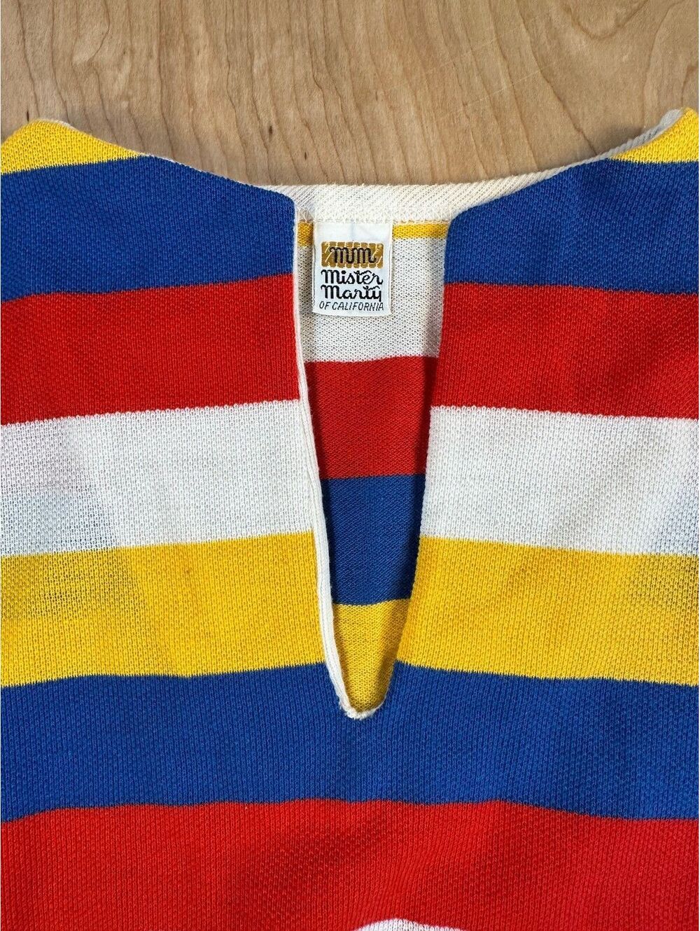 Vintage 60s Mister Marty of California knit blouse striped small slit neckline - Picture 2 of 13